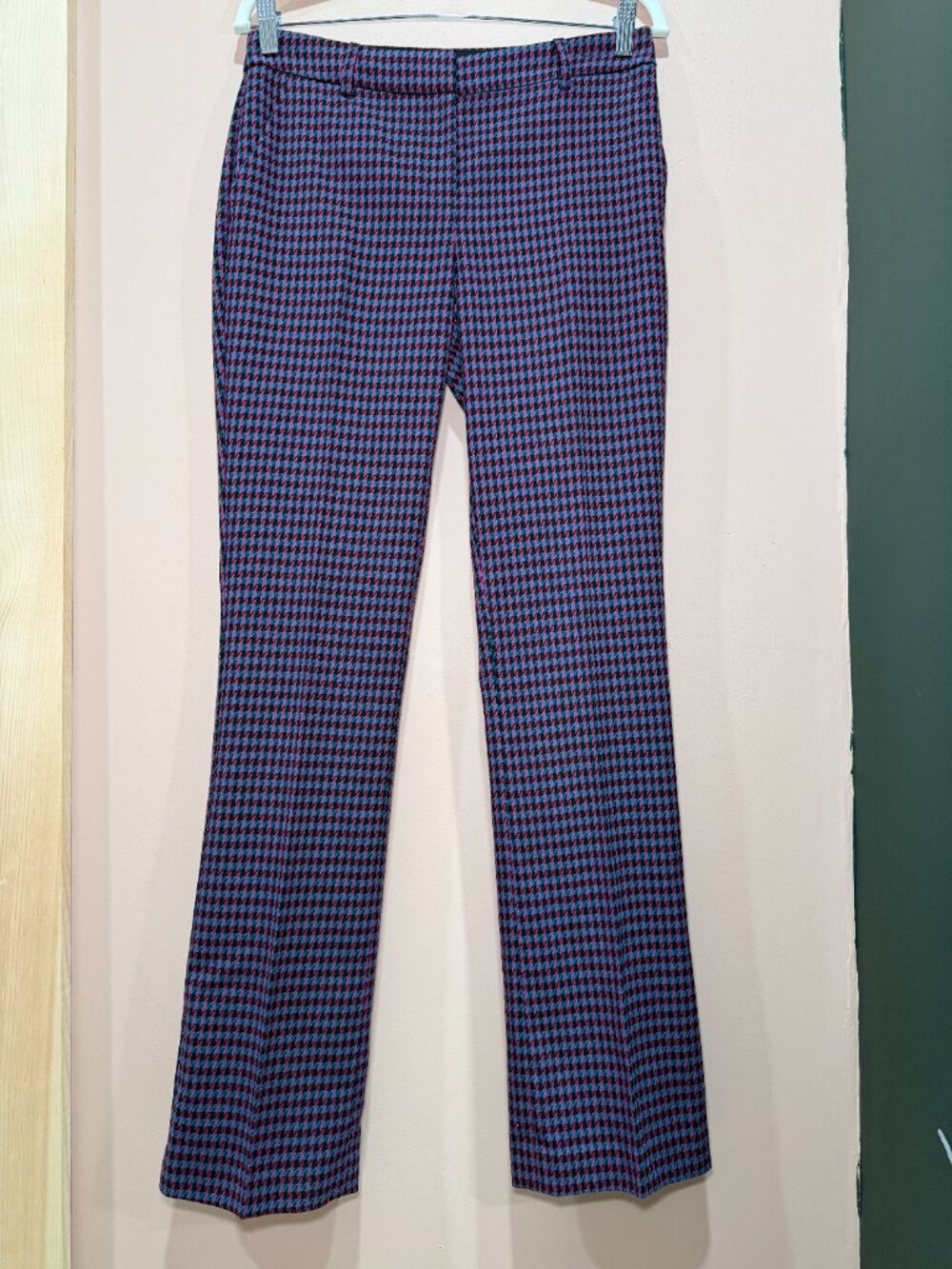 Express Women Plaid Columnist Barely Boot Mid-Rise Trouser